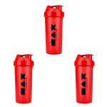 Kit 3X Coqueteleira - 700ml Vermelha - Max Titanium