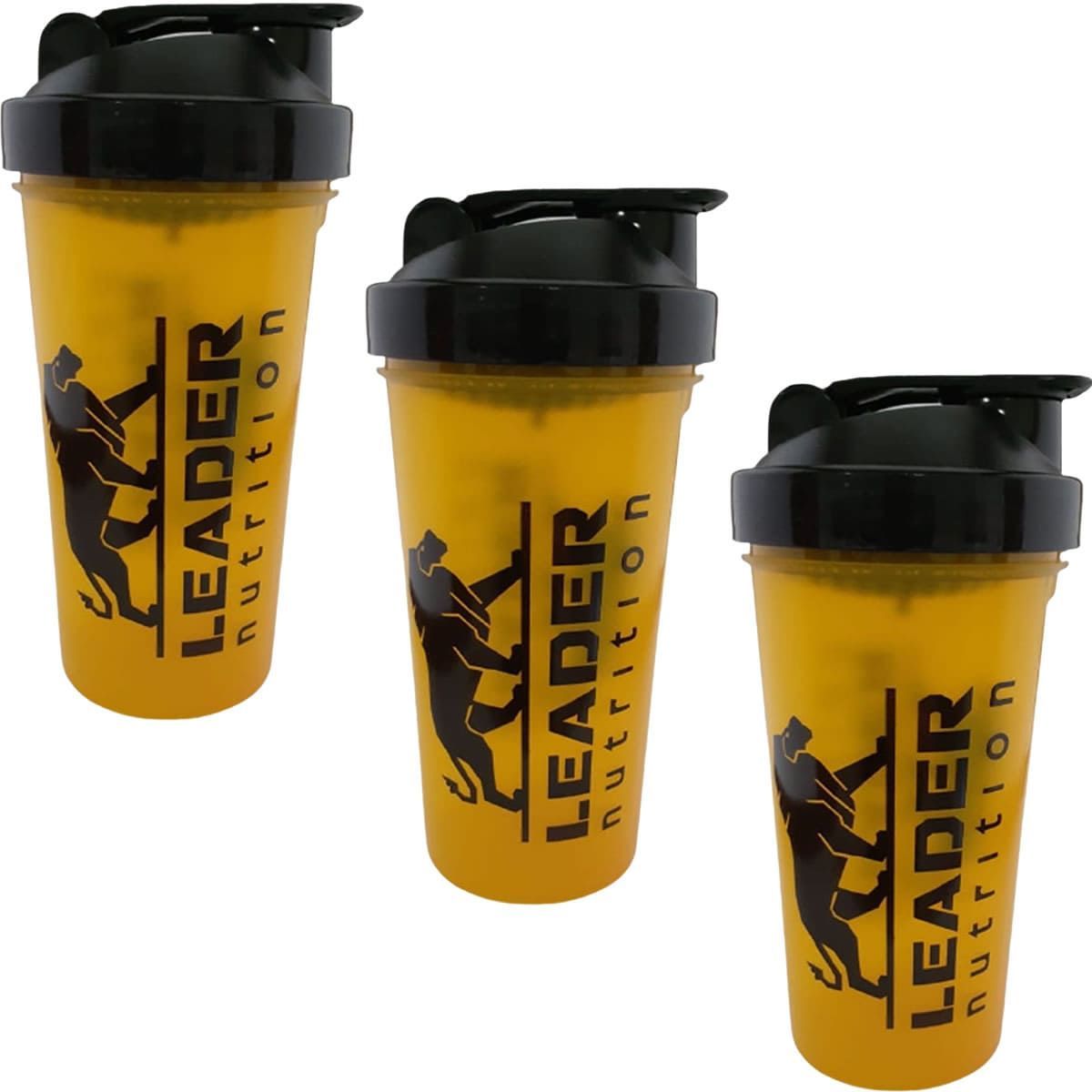 Kit 3X Coqueteleira Amarela 600ml - Leader Nutrition
