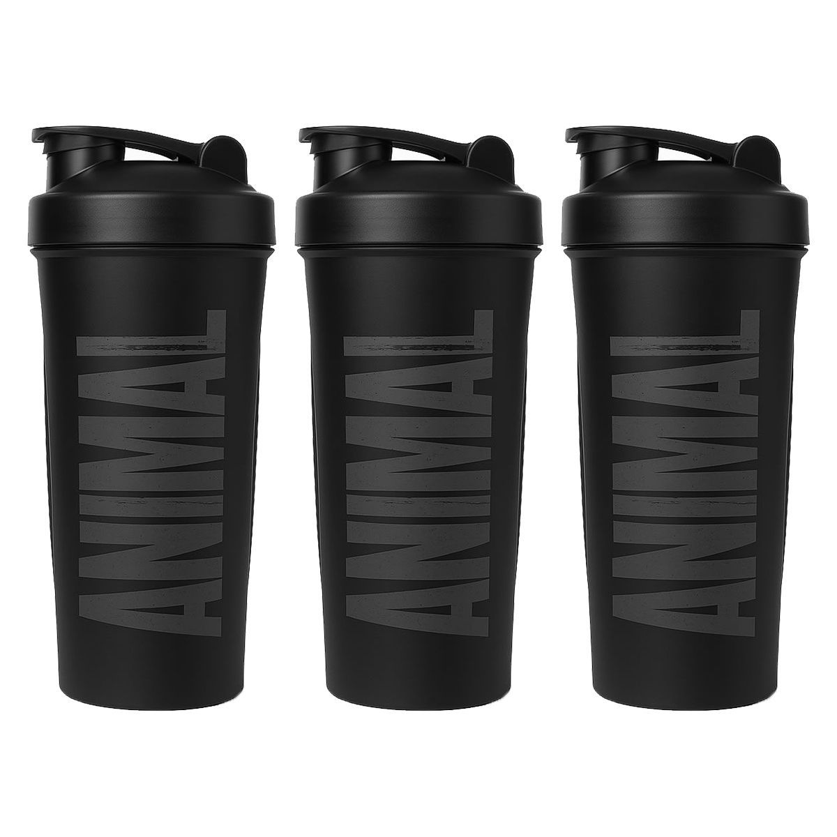 Kit 3X Coqueteleira Animal - 600ml Preta - Universal Nutrition
