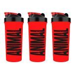 Kit 3X Coqueteleira Animal - 600ml Vermelha - Universal Nutrition