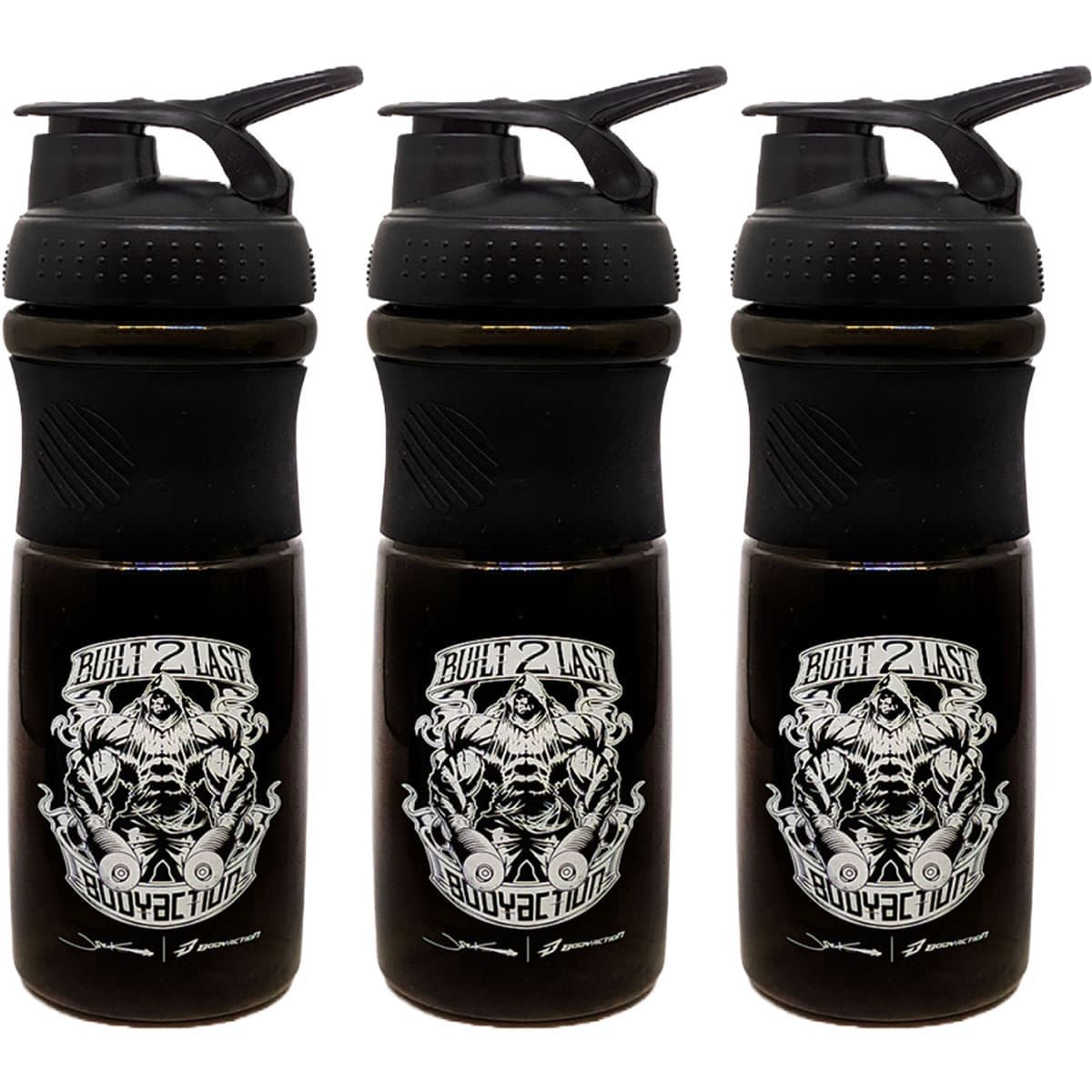 Kit 3X Coqueteleira Built 2 Last - 760ml Preto - BodyAction