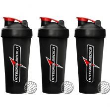 Kit 3X Coqueteleira  com Blender - 600ml  Preta - IntegralM�dica