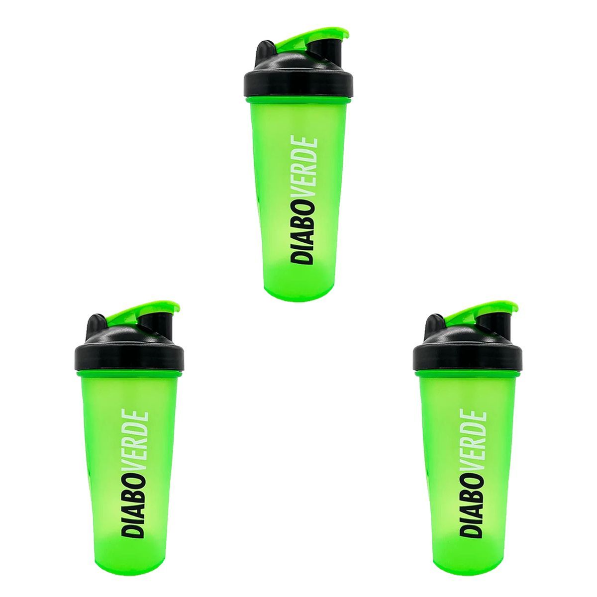 Kit 3X Coqueteleira com Blender Diabo Verde - 600ml Verde - FTW