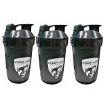Kit 3X Coqueteleira com Compartimento - 500ml Preto - Under Labz