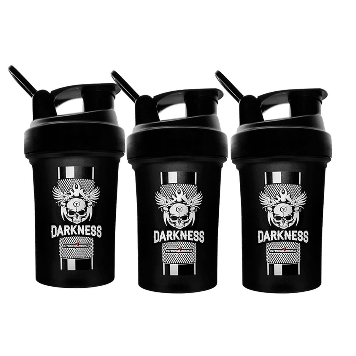 Kit 3X Coqueteleira Darkness 1 Dose - 450ml Preta - IntegralM�dica