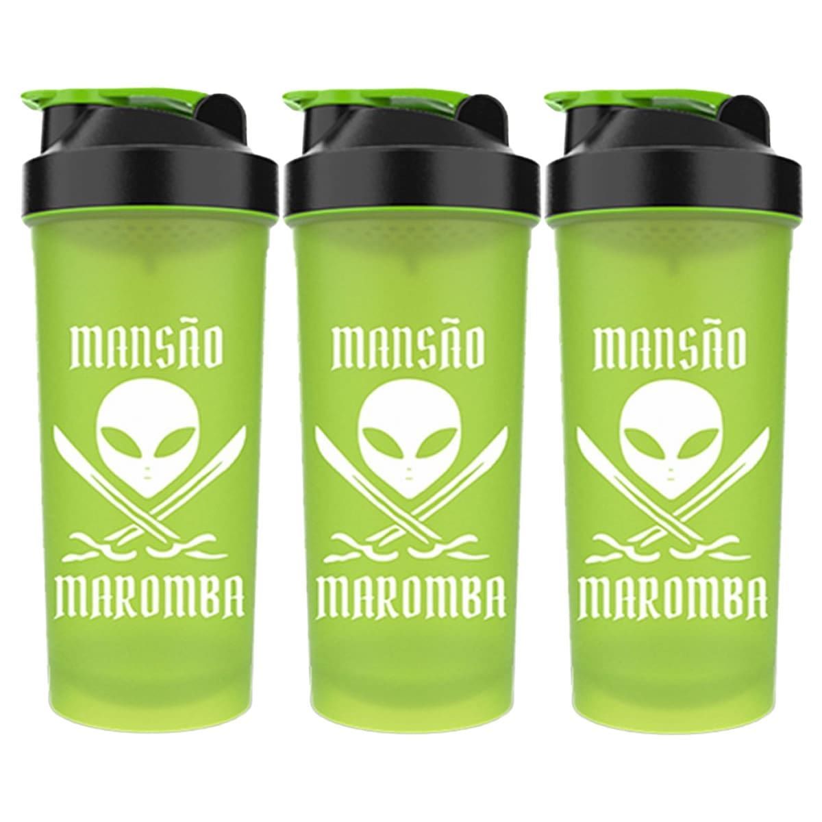 Kit 3X Coqueteleira Diabo Verde Mans�o Maromba - 600ml Verde - FTW