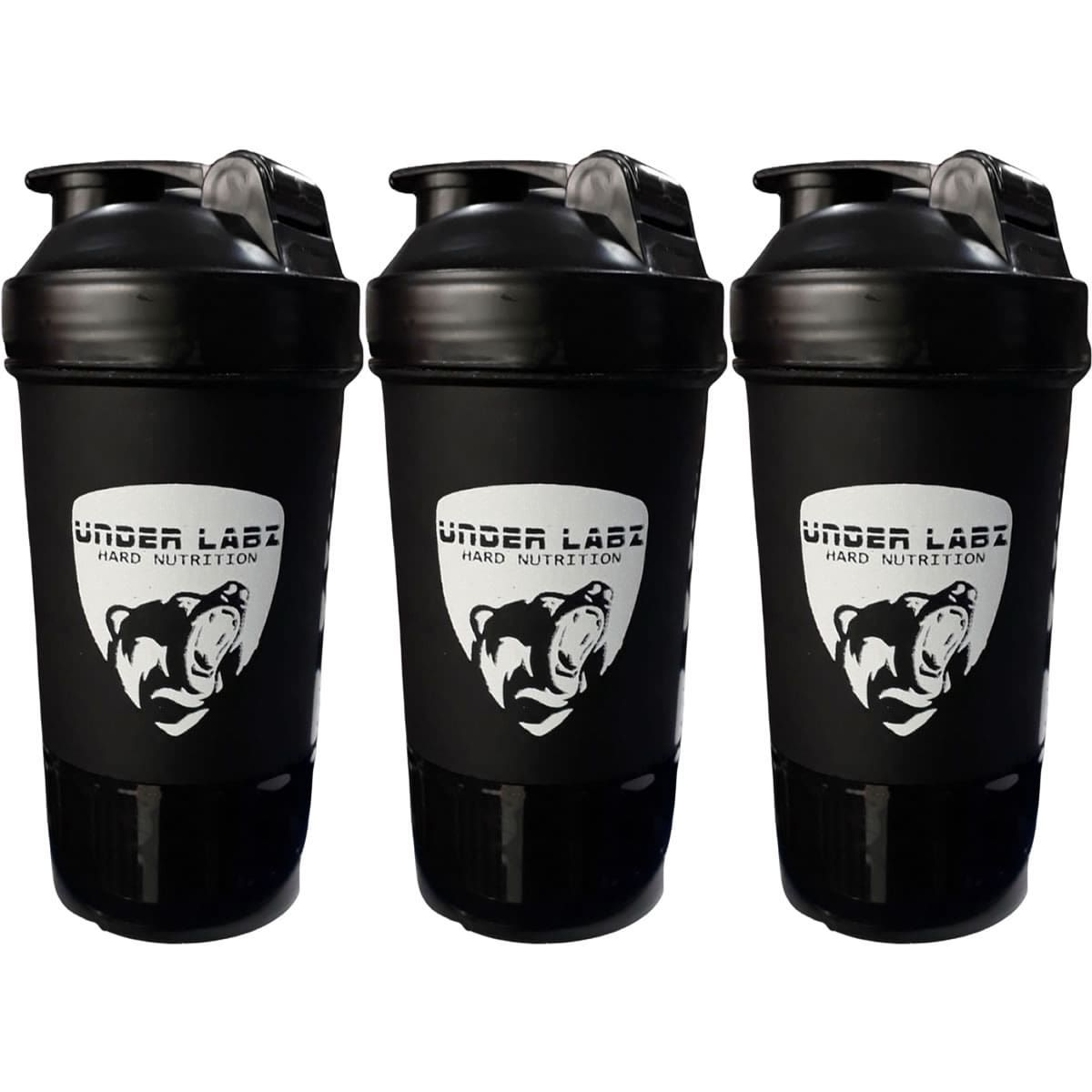 Kit 3X Coqueteleira Duas Doses - 500ml Preta - Under Labz
