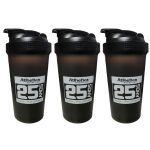 Kit 3X Coqueteleira Edi��o 25 Anos - 600ml Preta - Atlhetica Nutrition