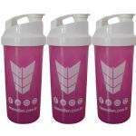Kit 3X Coqueteleira Feminina - 600ml Rosa e Branco - New Millen