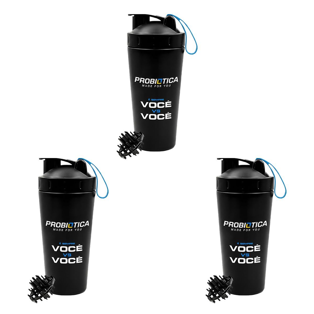 Kit 3X Coqueteleira Imp - 700ml Preta - Probi�tica