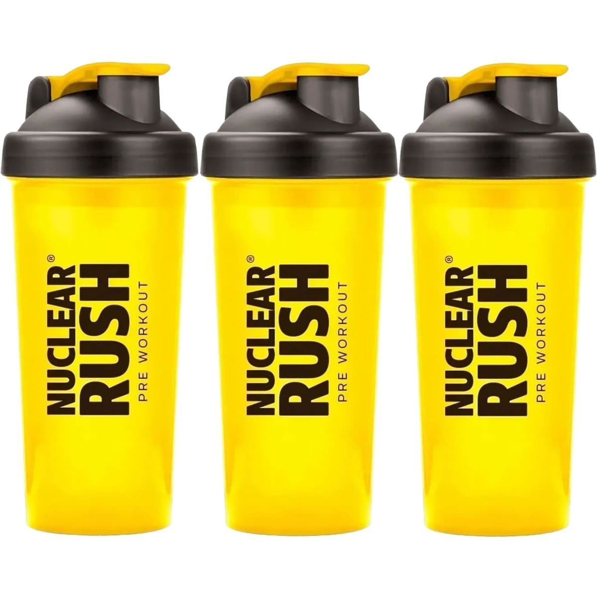 Kit 3X Coqueteleira Nuclear Rush - 600ml Amarela - BodyAction