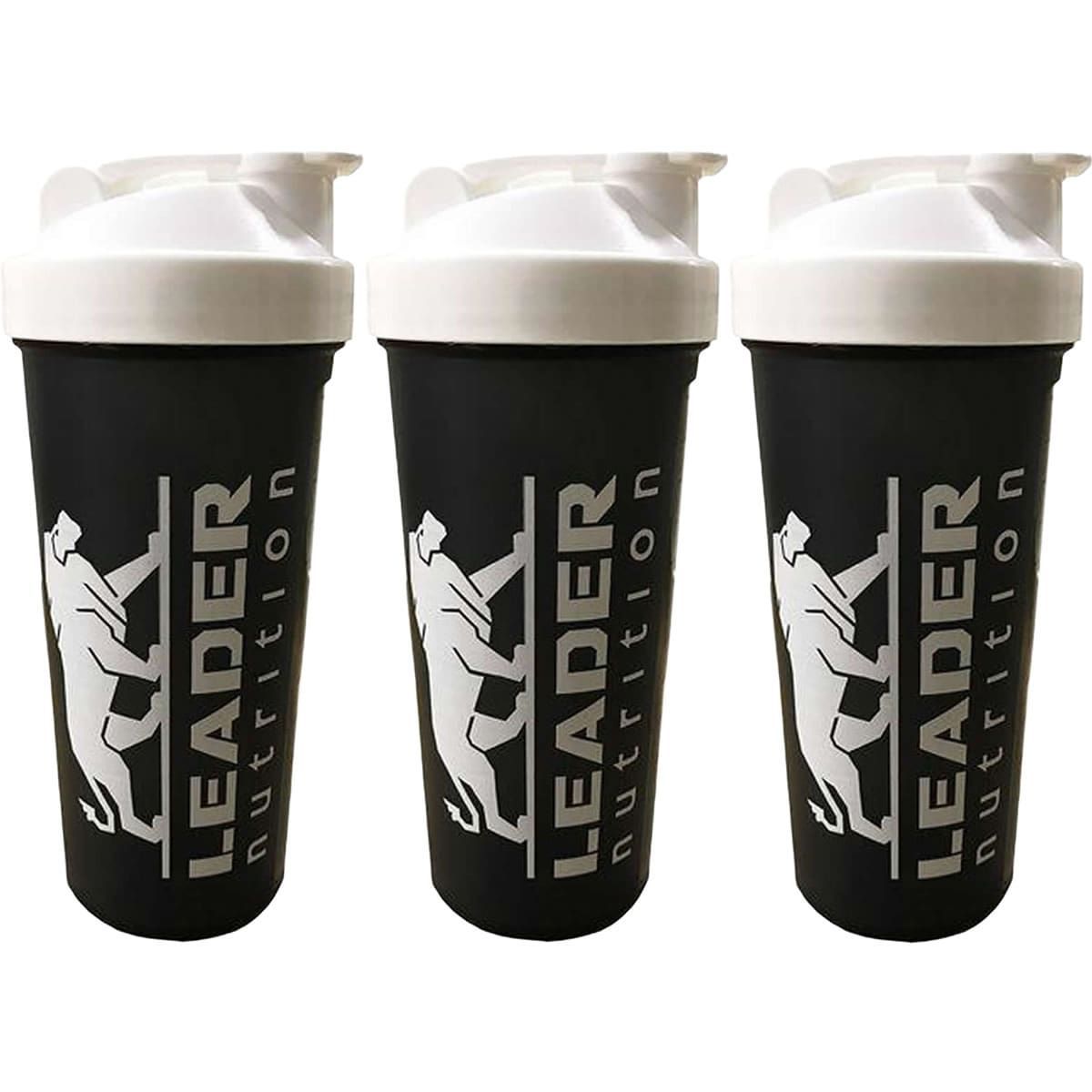 Kit 3X Coqueteleira Preta 600ml - Leader Nutrition