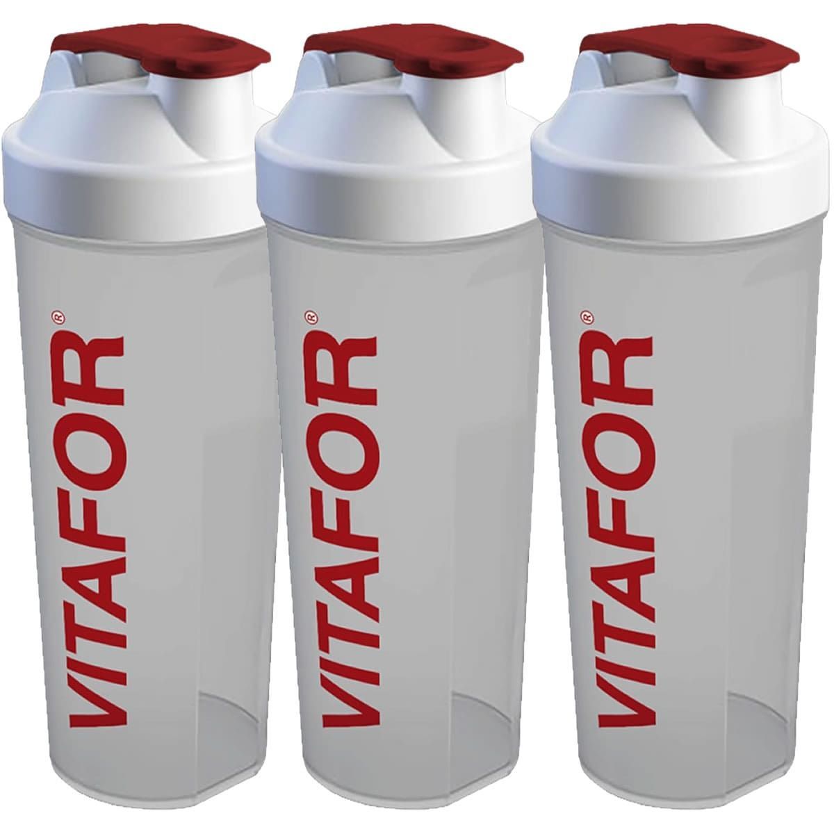 Kit 3X Coqueteleira Sa�de com Vitafor - 600ml  Transparente  - Vitafor