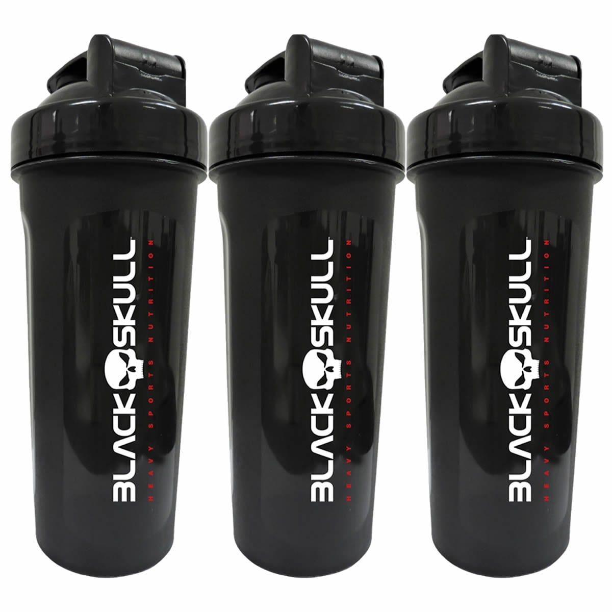 Kit 3X Coqueteleira Shaker Preta 600 ML - Black Skull 