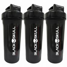 Kit 3X Coqueteleira Shaker Preta 600 ML - Black Skull 