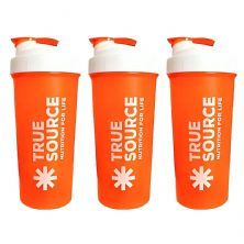 Kit 3X Coqueteleira Slim - 600ml Laranja E Branca - True Source