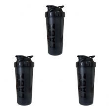Kit 3X Coqueteleira Slim - 600ml Preta- Under Labz