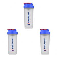 Kit 3X Coqueteleira Slim - 600ml Transparente e Azul -  NewNutrition