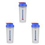 Kit 3X Coqueteleira Slim - 600ml Transparente e Azul -  NewNutrition