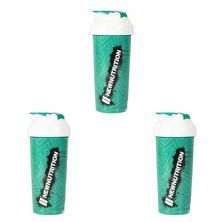 Kit 3X Coqueteleira Slim Estampada - 600ml Verde �gua - NewNutrition