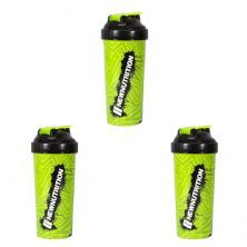 Kit 3X Coqueteleira Slim Estampada - 600ml Verde Neon - NewNutrition