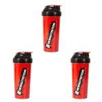 Kit 3X Coqueteleira Slim Estampada - 600ml Vermelha - NewNutrition