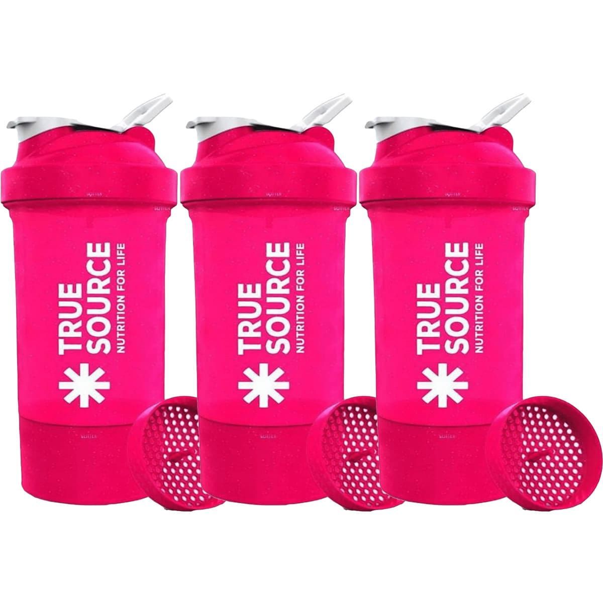 Kit 3X Coqueteleira Smart Duo Plus - 600ml Rosa - True Source