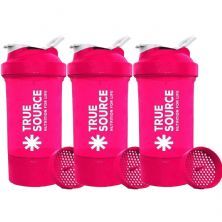 Kit 3X Coqueteleira Smart Duo Plus - 600ml Rosa - True Source