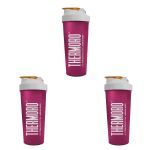 Kit 3X Coqueteleira Thermoro - 600ml Vermelho Vinho - Body Action