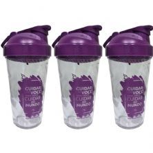 Kit 3X Coqueteleira Transparente/Roxo 500ml - Sanavita
