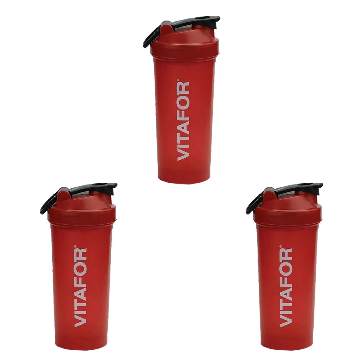 Kit 3X Coqueteleira Vermelha - 700ml Vermelho - Vitafor