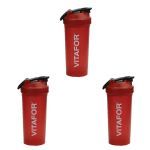 Kit 3X Coqueteleira Vermelha - 700ml Vermelho - Vitafor