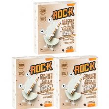 Kit 3X Cracker Monster Com Pasta De Amendoim - 55g Chocolate Branco - Rock Peanut