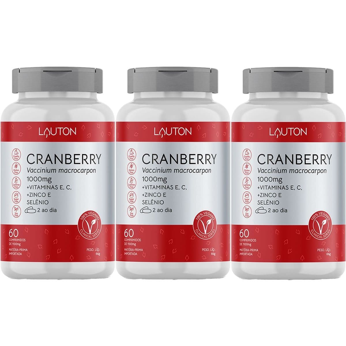 Kit 3X Cranberry 1000mg - 60 Comprimidos - Lauton Nutrition