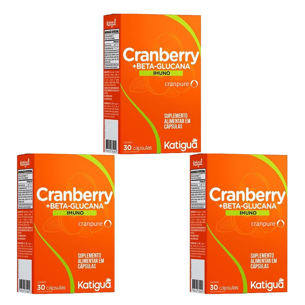 Kit 3X Cranberry + Beta-Glucana - 30 C�psulas - Katigu�