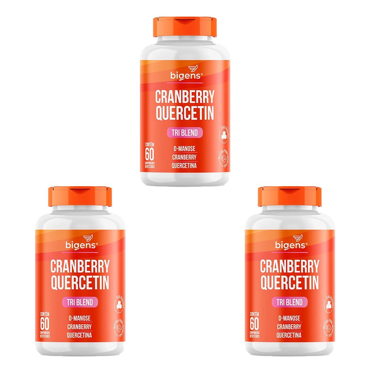 Kit 3X Cranberry Quercetin - 60 Comprimidos - Bigens