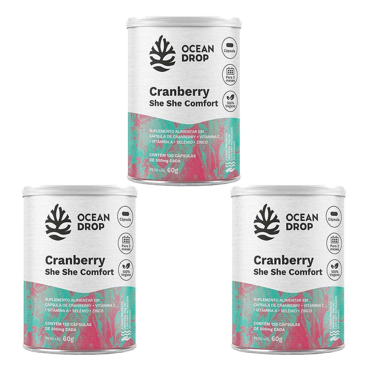 Kit 3X Cranberry She She Comfort - 120 C�psulas - Ocean Drop