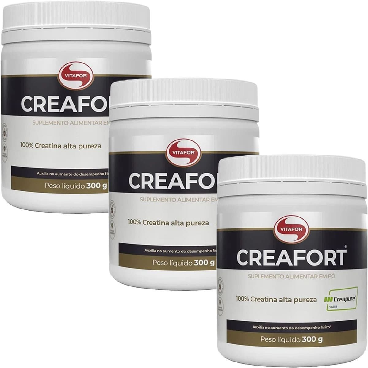 Kit 3X Creafort Creapure Creatina - 300g - Vitafor