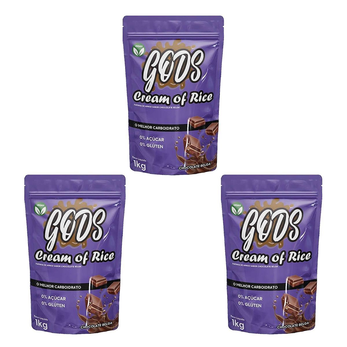 Kit 3X Cream of Rice - 1000g Refil Chocolate - Canibal