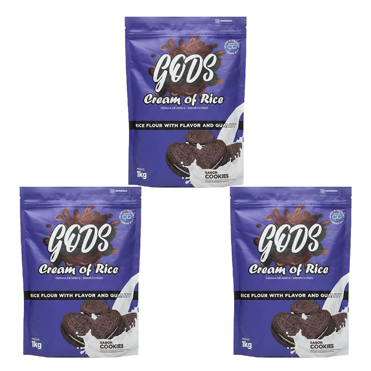 Kit 3X Cream of Rice - 1000g Refil Cookies - Canibal