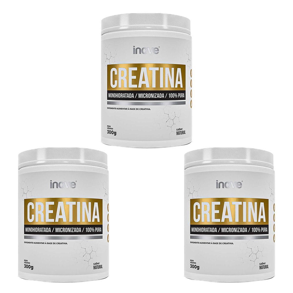 Kit 3X Creatina 100% Pura - 300g Natural -  Inove Nutrition