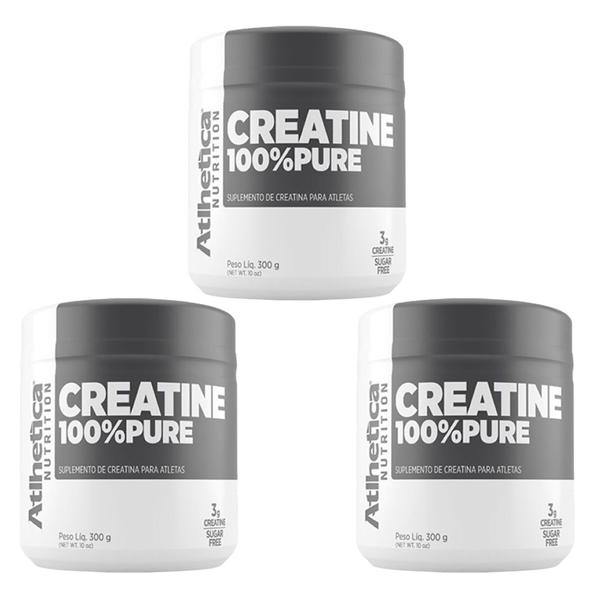 Kit 3X Creatina 100% Pure Pro Series - 300g Natural - Atlhetica Nutrition
