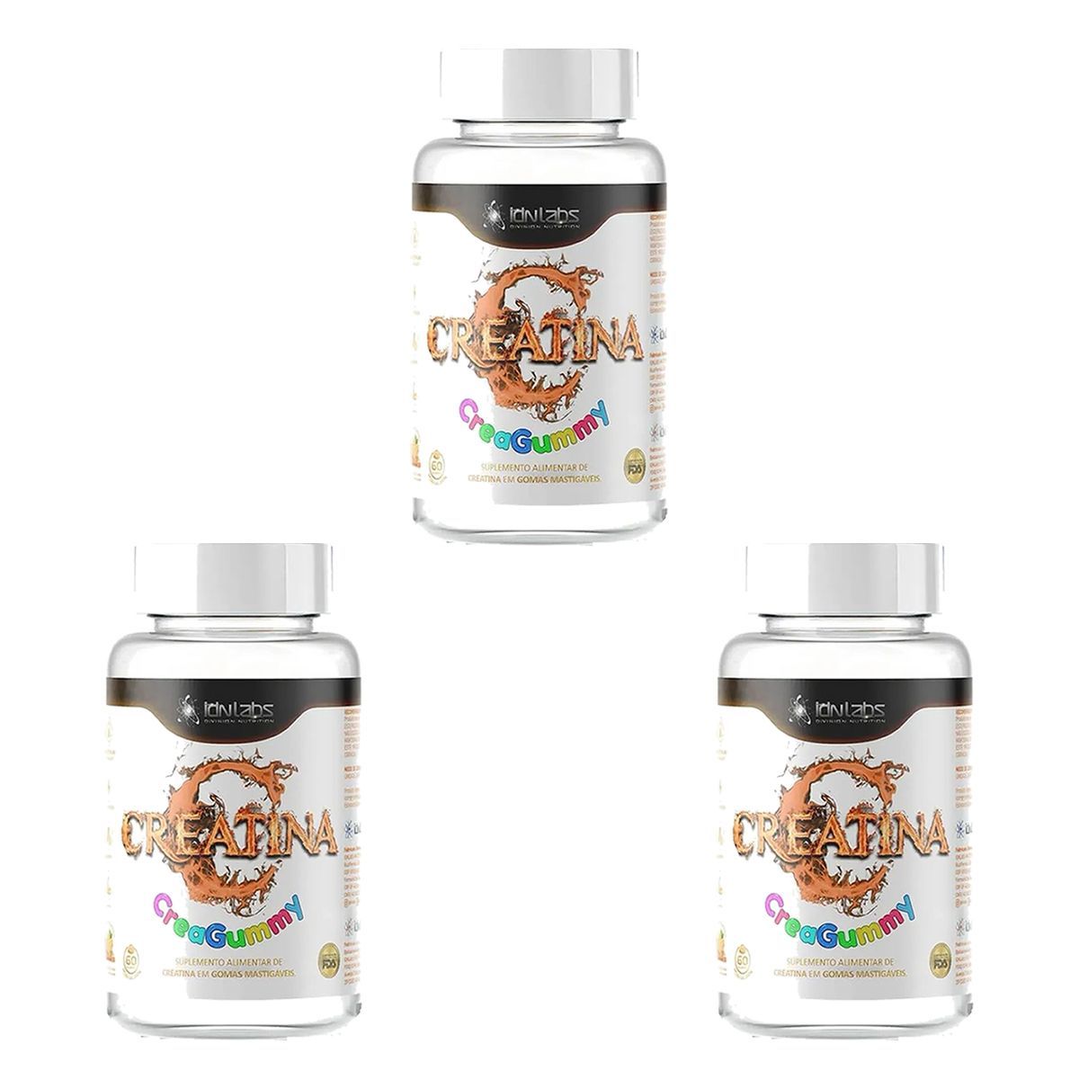 Kit 3X Creatina Creagummy - 60 Gomas Laranja - IND Labs