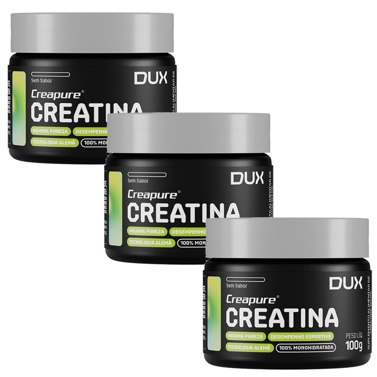 Kit 3X Creatina Creapure - 100g Sabor Natural - Dux Nutrition