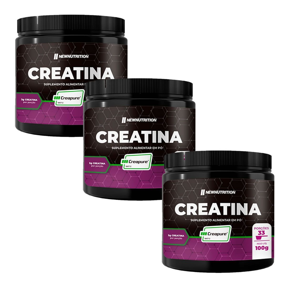 Kit 3X Creatina Creapure - 100g Sem Sabor - NewNutrition