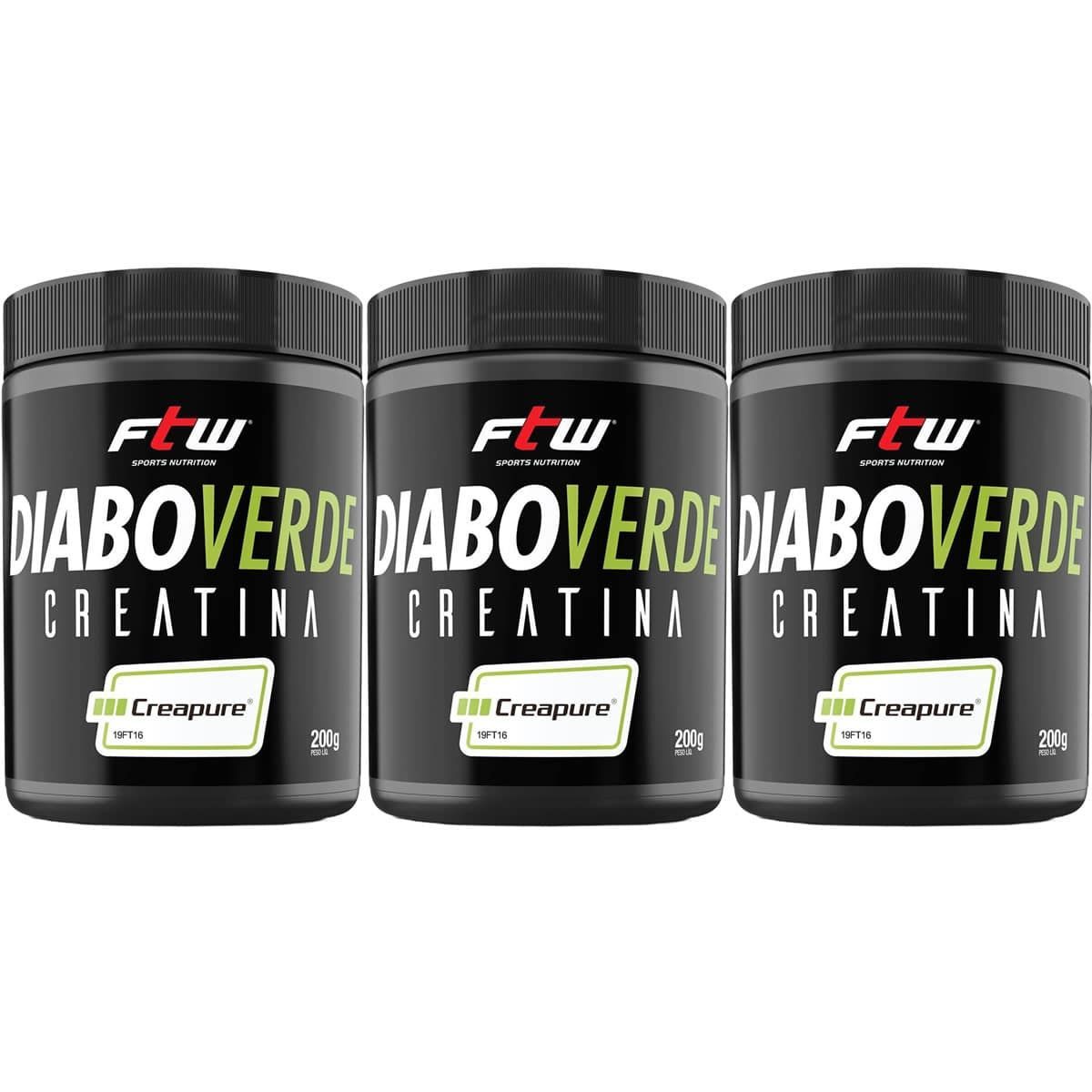 Kit 3X Creatina Diabo Verde Creapure - 200g  - Ftw