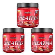 Kit 3X Creatina Hardcore - 350g Morango - Integral M�dica