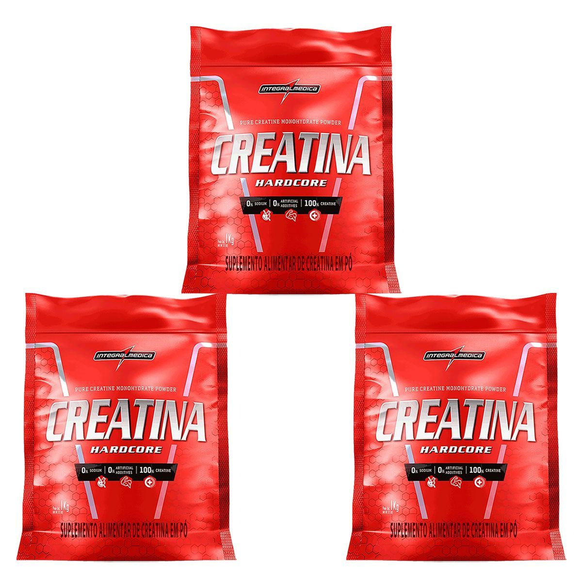 Kit 3X Creatina Hardcore Refil - 1000g - IntegralM�dica