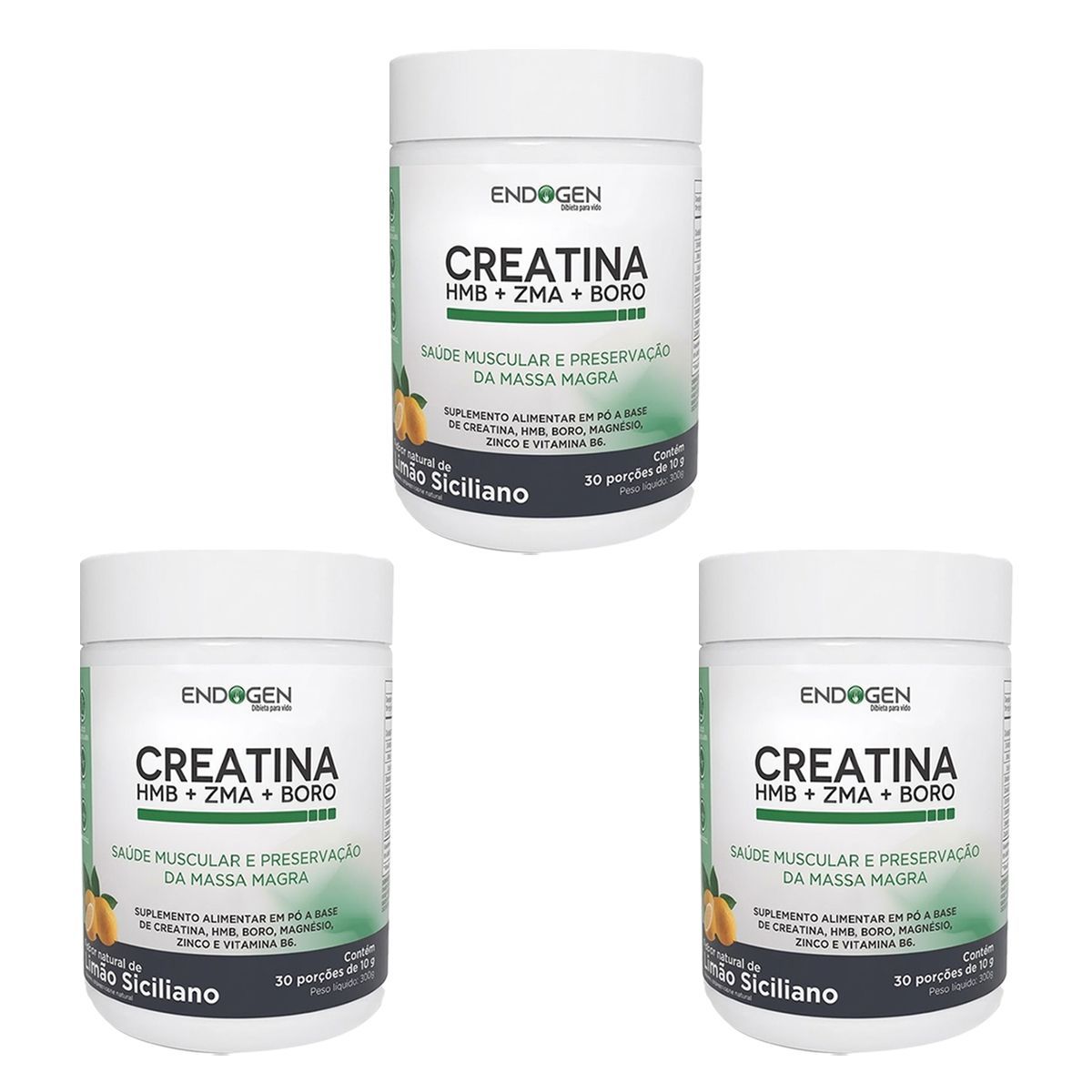 Kit 3X Creatina + HMB + ZMA + BORO - 300g Lim�o Siciliano - Endogen