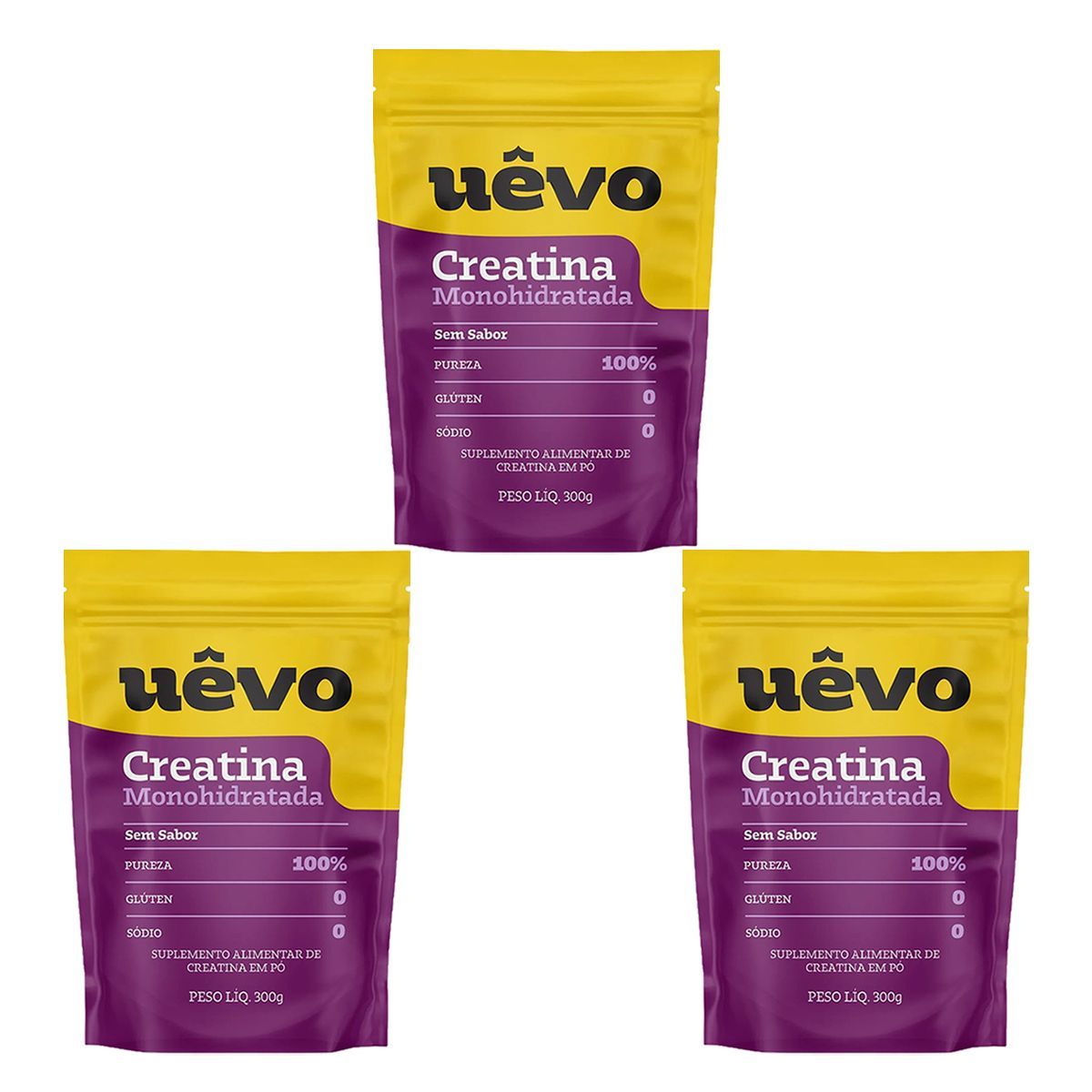 Kit 3X Creatina Monohidratada - 300g Natural - U�vo